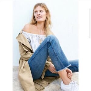 Madewell Blue Stripe Off the Shoulder Top Small NWT